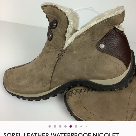 SOREL LEATHER WATERPROOF NICOLET THINSULATE WINTER BOOTS 7.5-8 - Picture 5 of 10